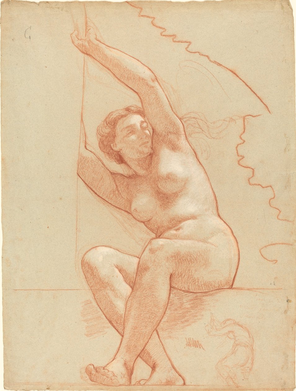 Çıkıntıya Oturan Çıplak Kadın by Charles Louis Lucien Muller