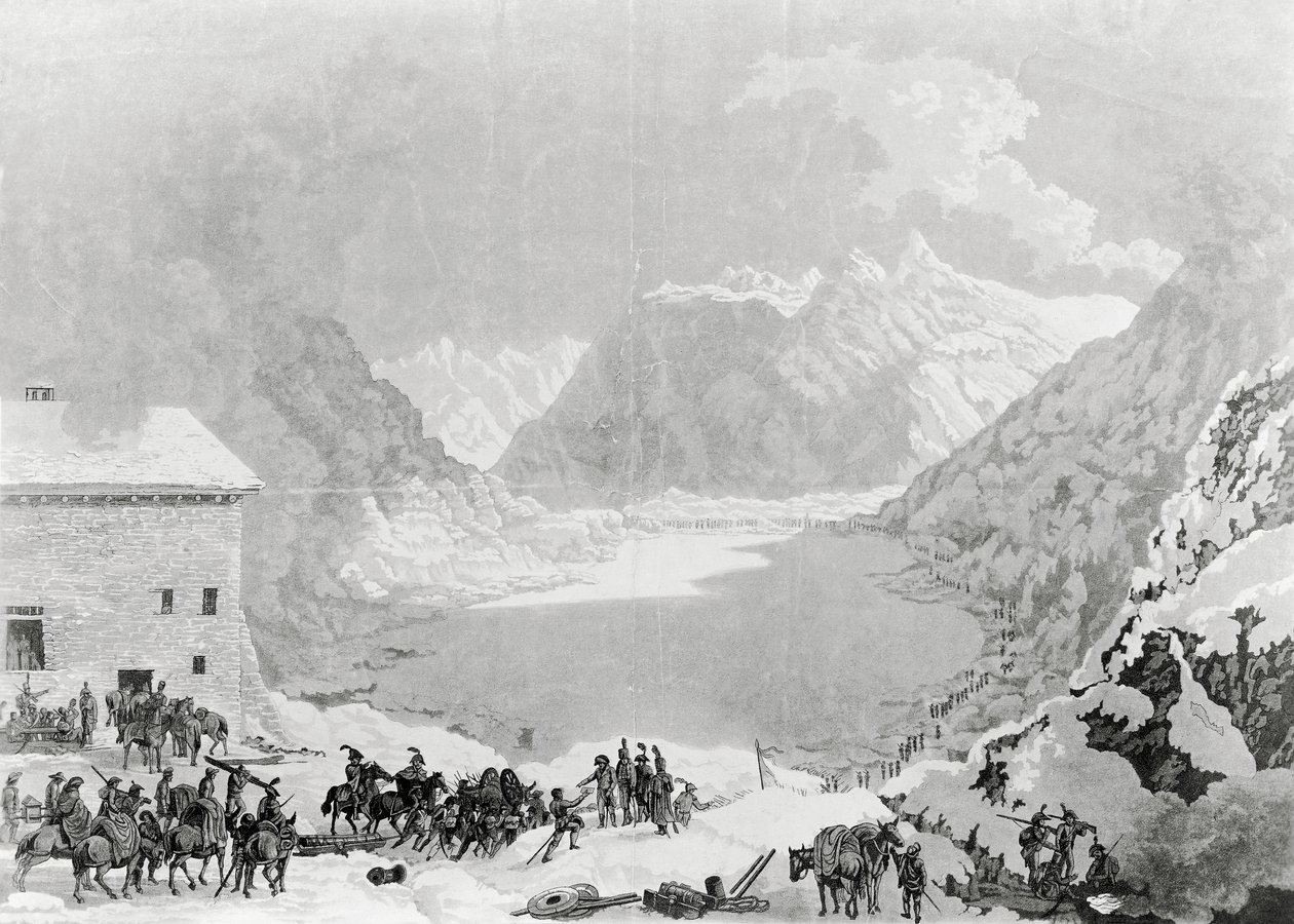 Birinci Konsül Napolyon Bonapart'ın (1769-1821) Fransız ordusu Great St Bernard Pass Darülaceze'de, 20 Mayıs by Charles Louis Lucien Muller
