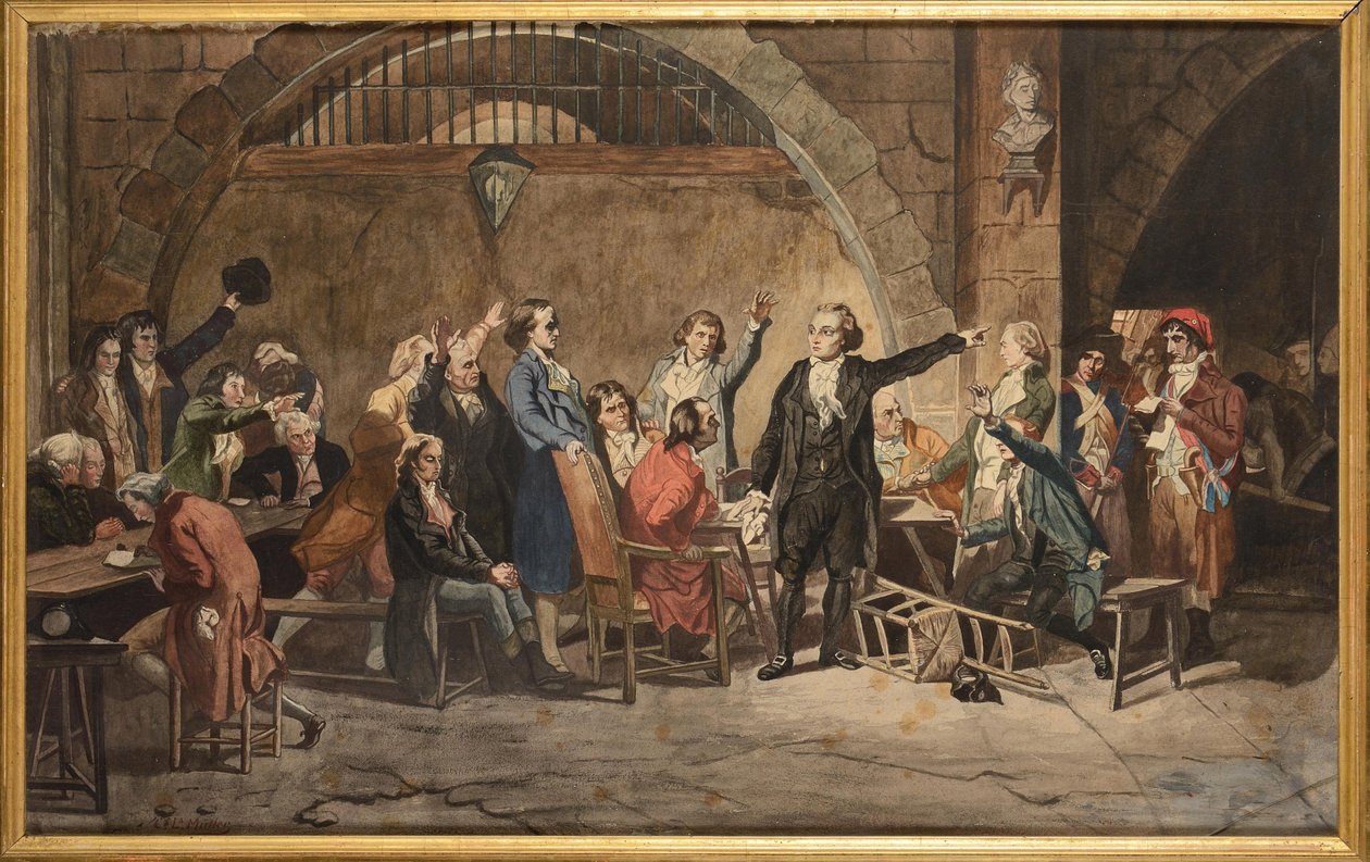 Girondinlerin son vedası, 31 Ekim 1793, Conciergerie hapishanesinde - Girondinlerin son vedası, Mueller, Charles Louis (1815-1892). Kağıt üzerine suluboya. Özel koleksiyon by Charles Louis Lucien Muller