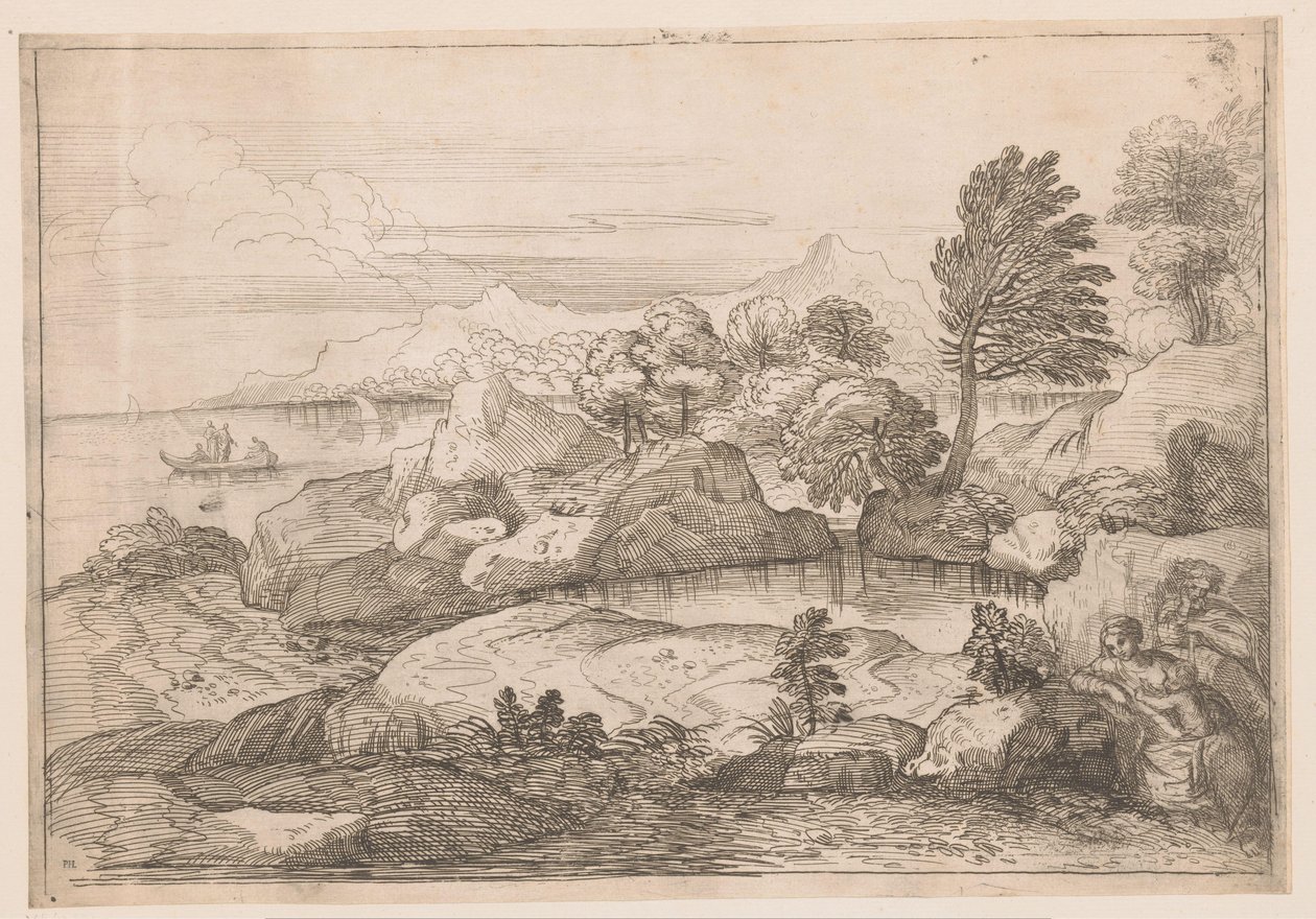 Kutsal Aile ile Manzara by Charles Macé (attributed to)