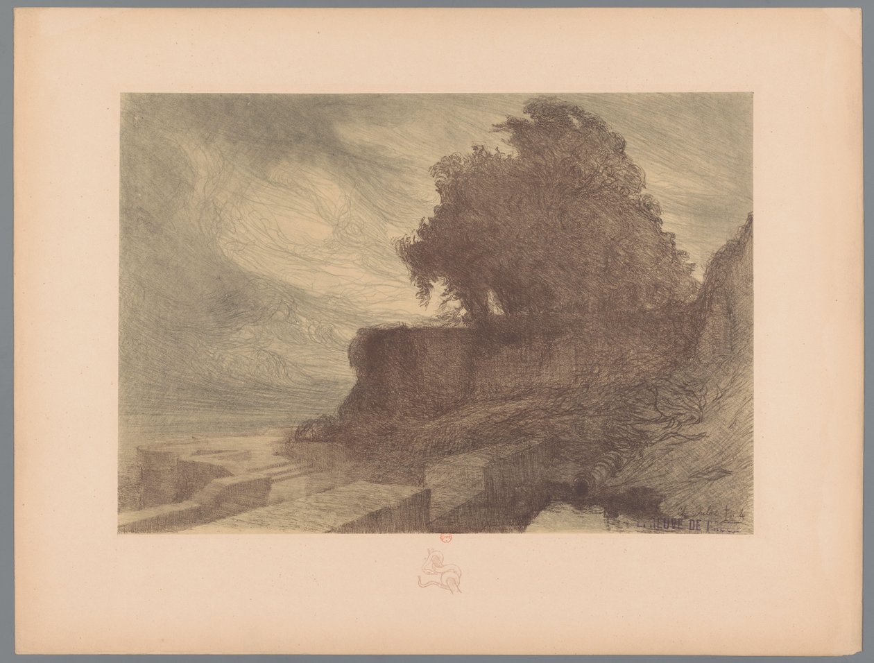 Top ve ağaçlı bir kalenin harabesi Manzaralar (dizi başlığı) Suite des Paysages (dizi başlığı) by Charles Marie Dulac
