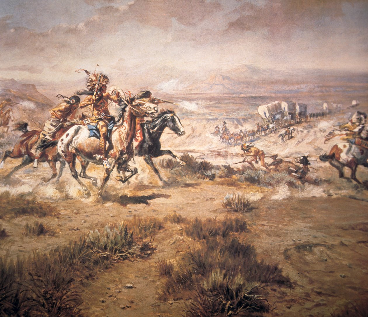Vagon Trenine Saldırı by Charles Marion Russell