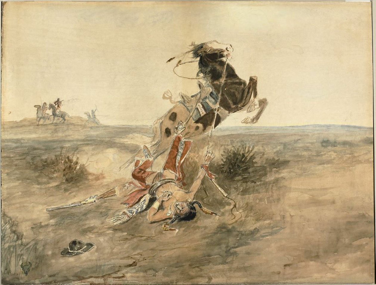 Düşmüş Hint Savaşçısı by Charles Marion Russell
