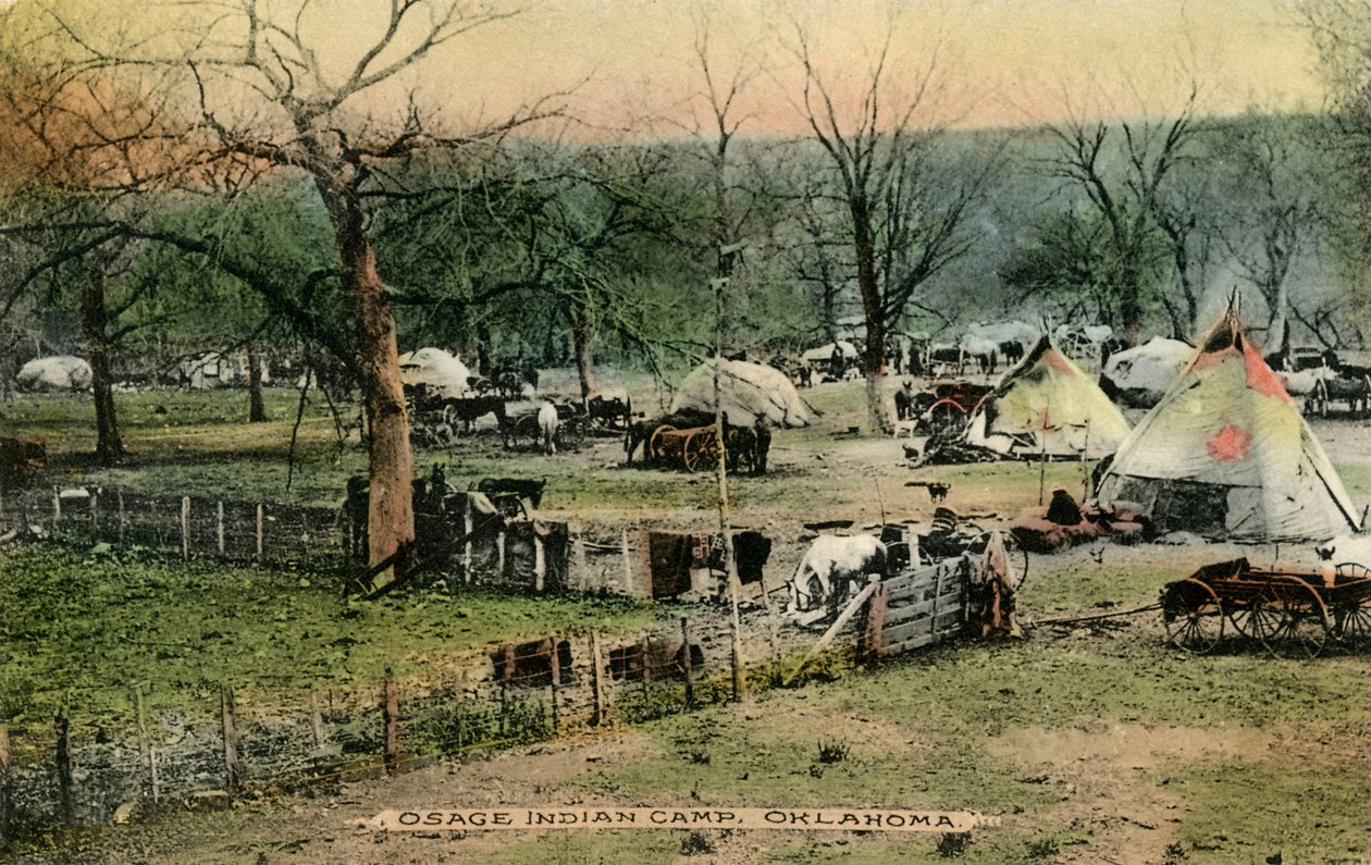 Osage Kızılderili Kampı, Oklahoma by Charles Marion Russell