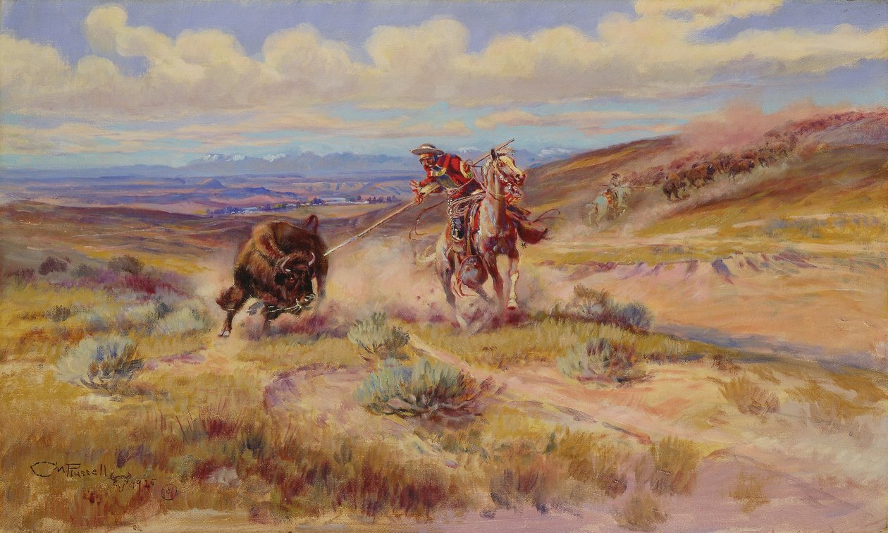 Bir Bufalo Mızraklamak by Charles Marion Russell