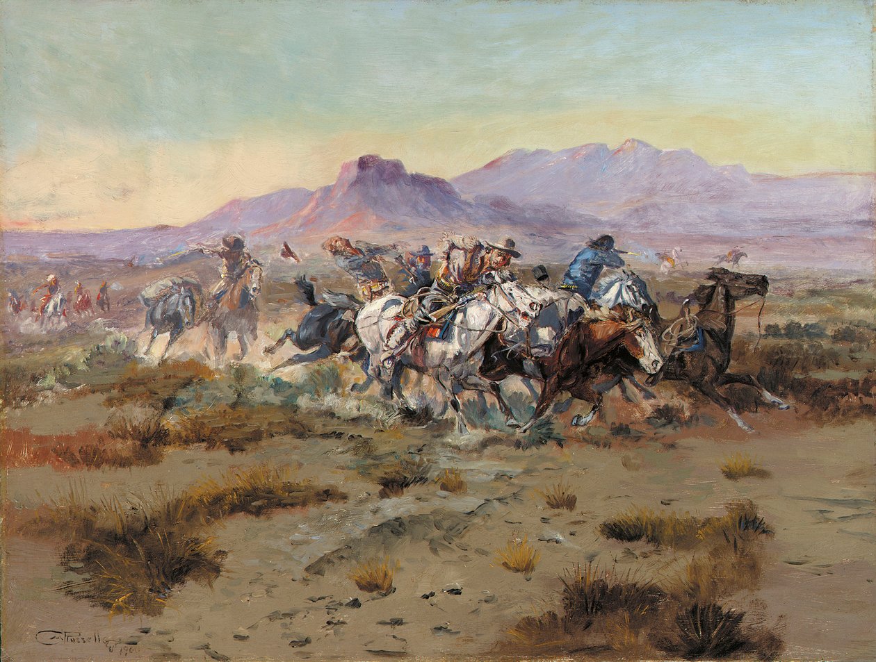 Saldırı, 1900 by Charles Marion Russell