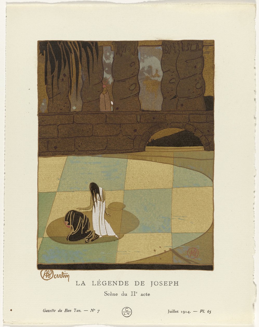 Gazette du Bon Ton, 1914 - No. 7: Yusuf Efsanesi / İkinci perdeden sahne by Charles Martin