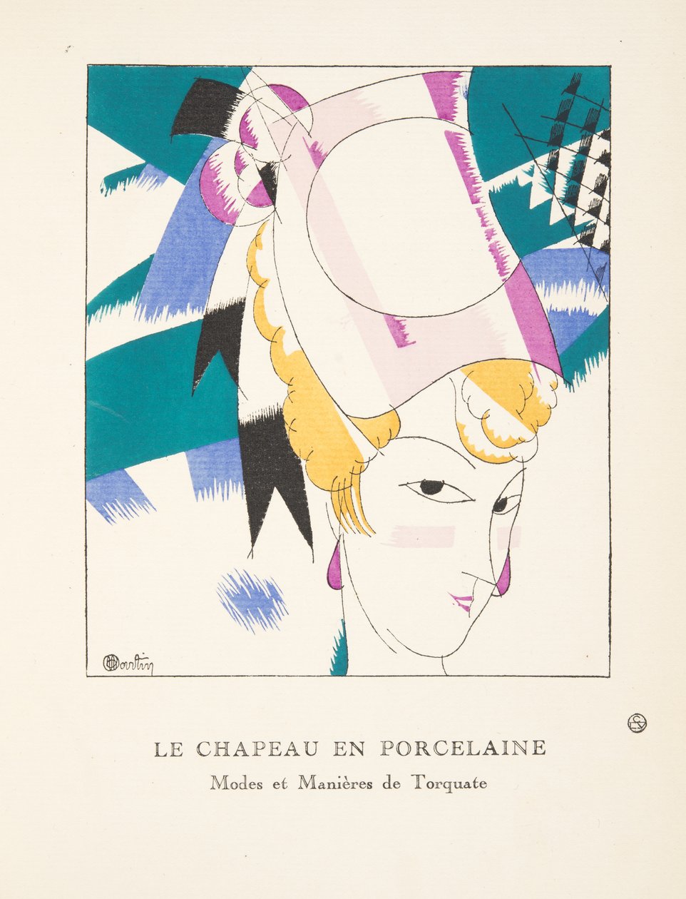 Moda Plakaları Koleksiyonundan Porselen Şapka, 1920 (şablon baskı) by Charles Martin