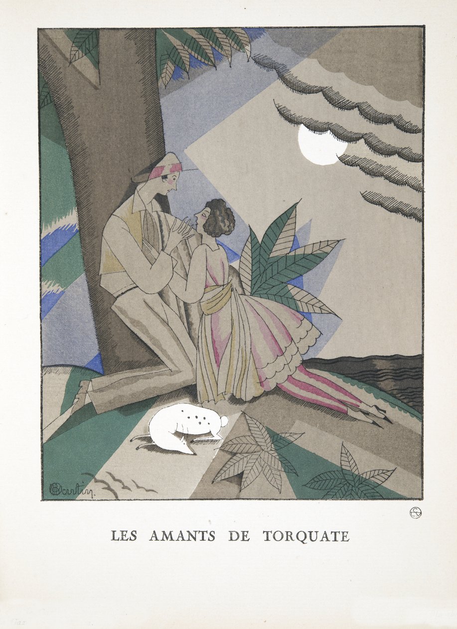 Moda Plakaları Koleksiyonundan Les Amants de Torquate, 1921 (şablon baskı) by Charles Martin