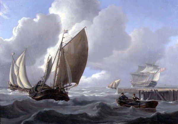 Hollanda kıyılarında nakliye by Charles Martin Powell