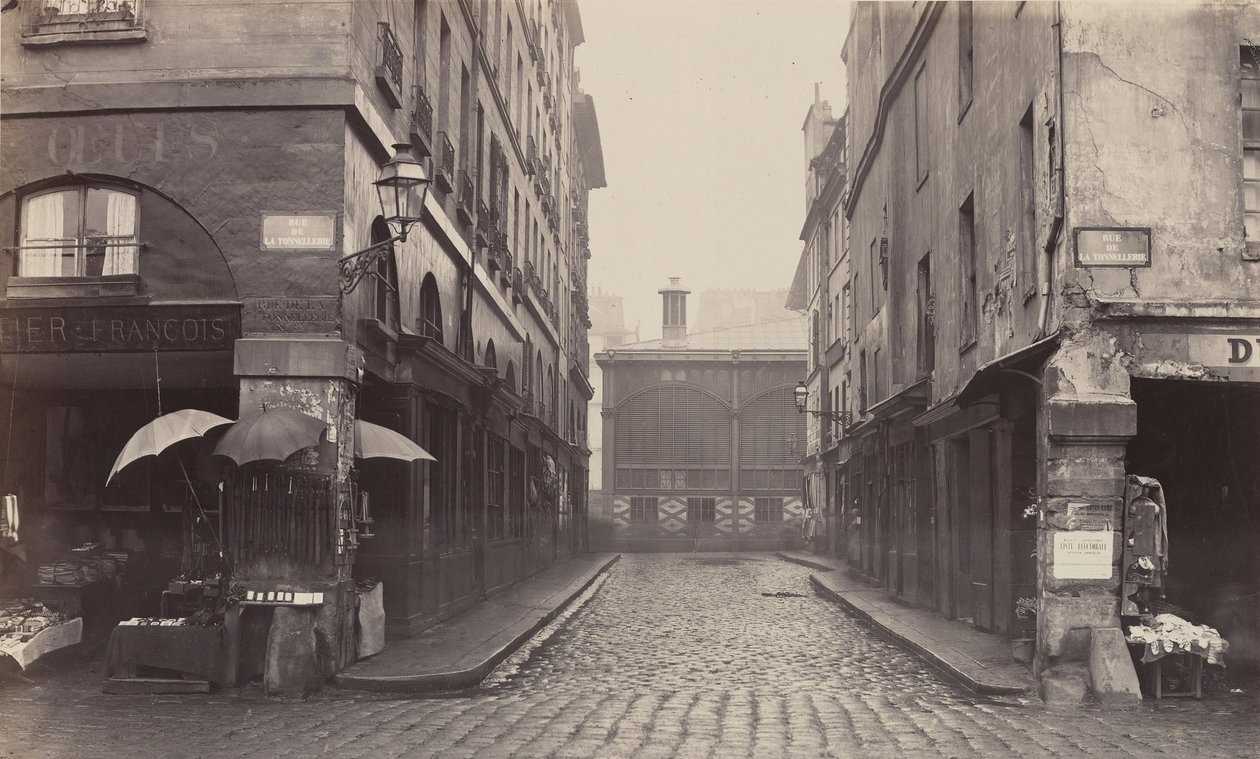Rue du Contrat-Social, rue de la Tonnellerie, 1864-1865. by Charles Marville