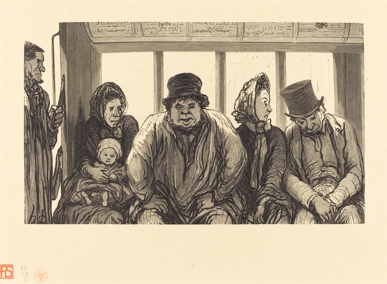 Bir omnibüsün içi by Charles Maurand after Honoré Daumier