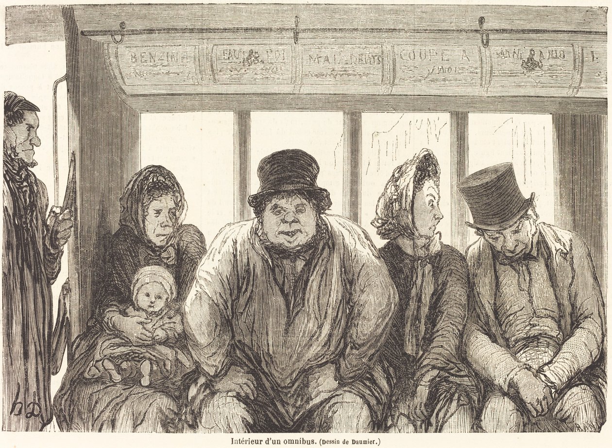 Bir omnibüsün içi [alt yarı] by Charles Maurand after Honoré Daumier