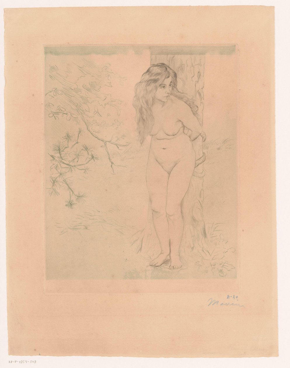 Bir ağaca yaslanmış Eva by Charles Maurin (signed by artist)