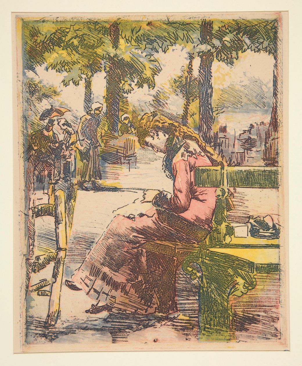 Genç Kız Bir Bankta, Dikiş by Charles Maurin