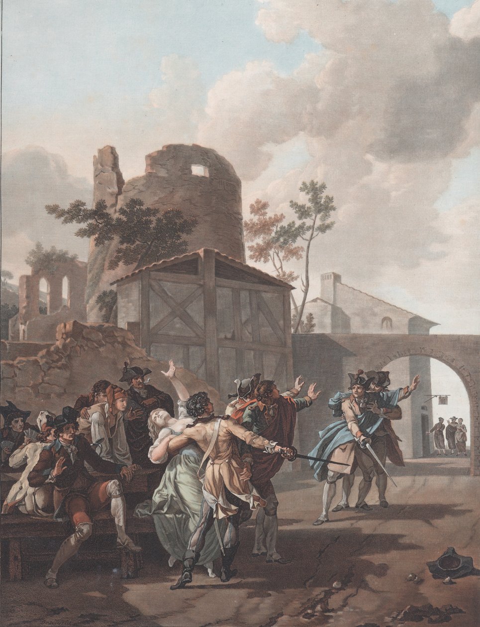 Brawl La Rixe, ca. 1792. by Charles Melchior Descourtis
