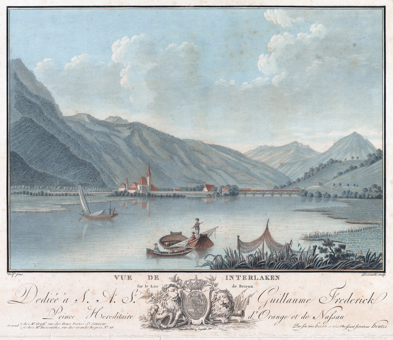 Vue de Interlaken, c.1787 (Gravür ve akuatint) by Charles Melchior Descourtis