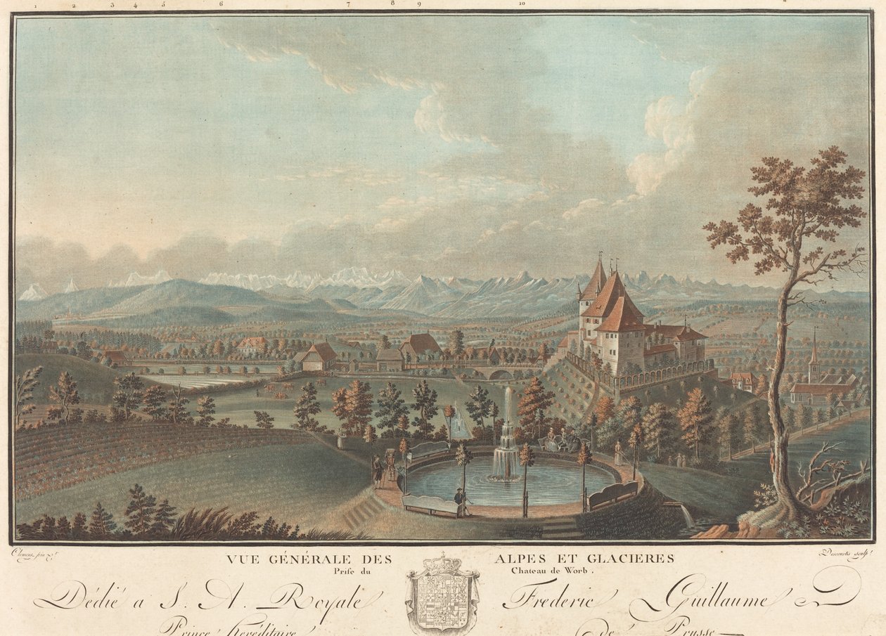 Alpler ve Buzulların genel görünümü. by Charles Melchior Descourtis