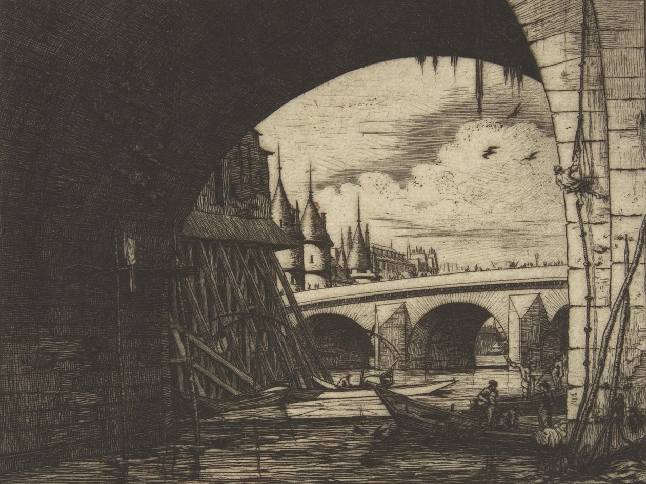 Archway, Notre-Dame Pont, Paris, 1853. by Charles Meryon