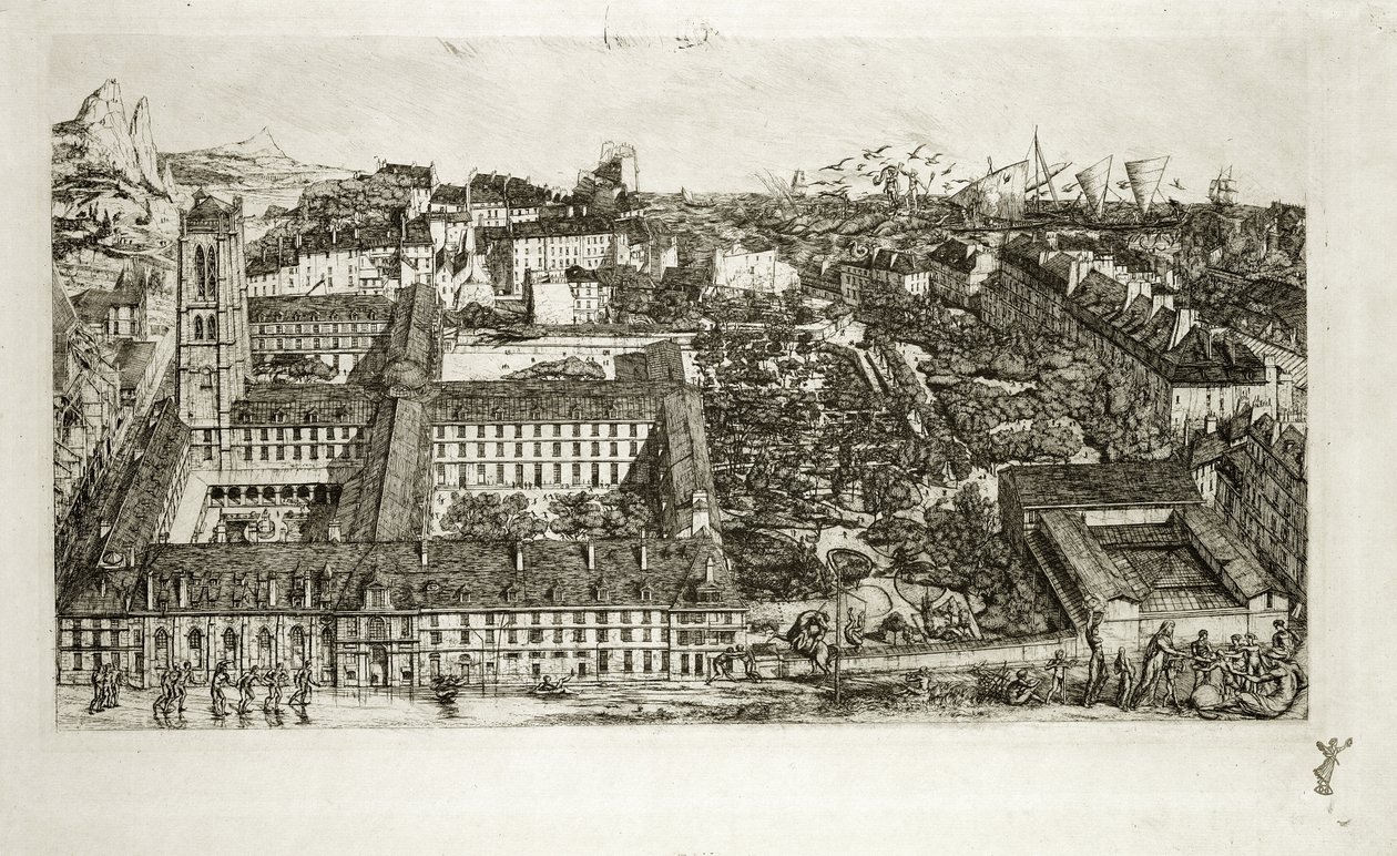 Kolej Henri IV ve Lycee Napolyon, 1864 by Charles Meryon