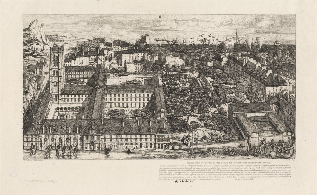 Collège Henri IV, Paris veya Lycée Napoléon (Henry IV College veya Napoleon School, Paris) by Charles Meryon
