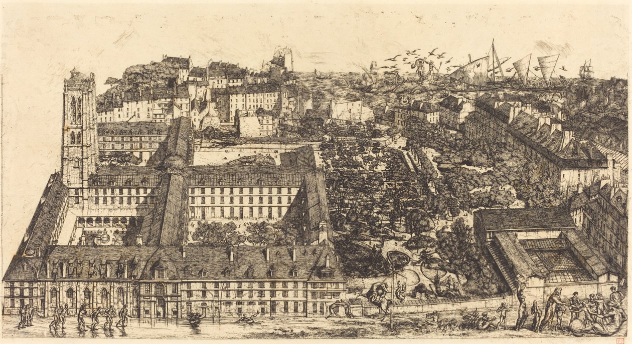 Collège Henri IV, Paris veya Lycée Napoléon (Henry IV College veya Napoleon School, Paris) by Charles Meryon