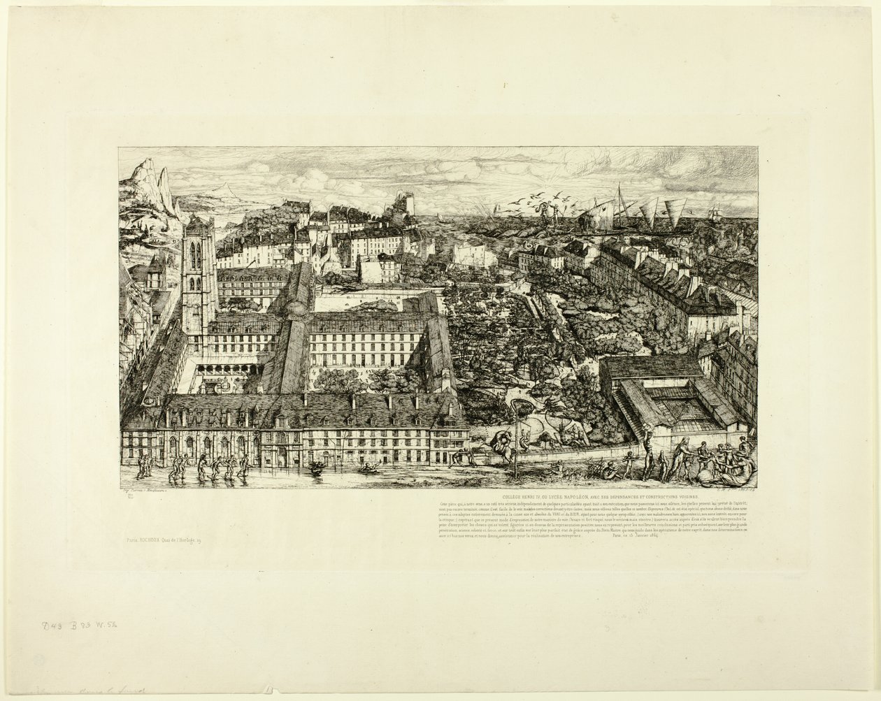 Kolej Henry IV (veya Lycée Napoléon), Paris by Charles Meryon