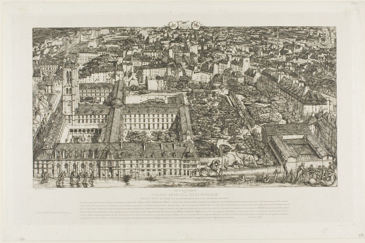 Kolej Henry IV (veya Lycée Napoléon), Paris by Charles Meryon
