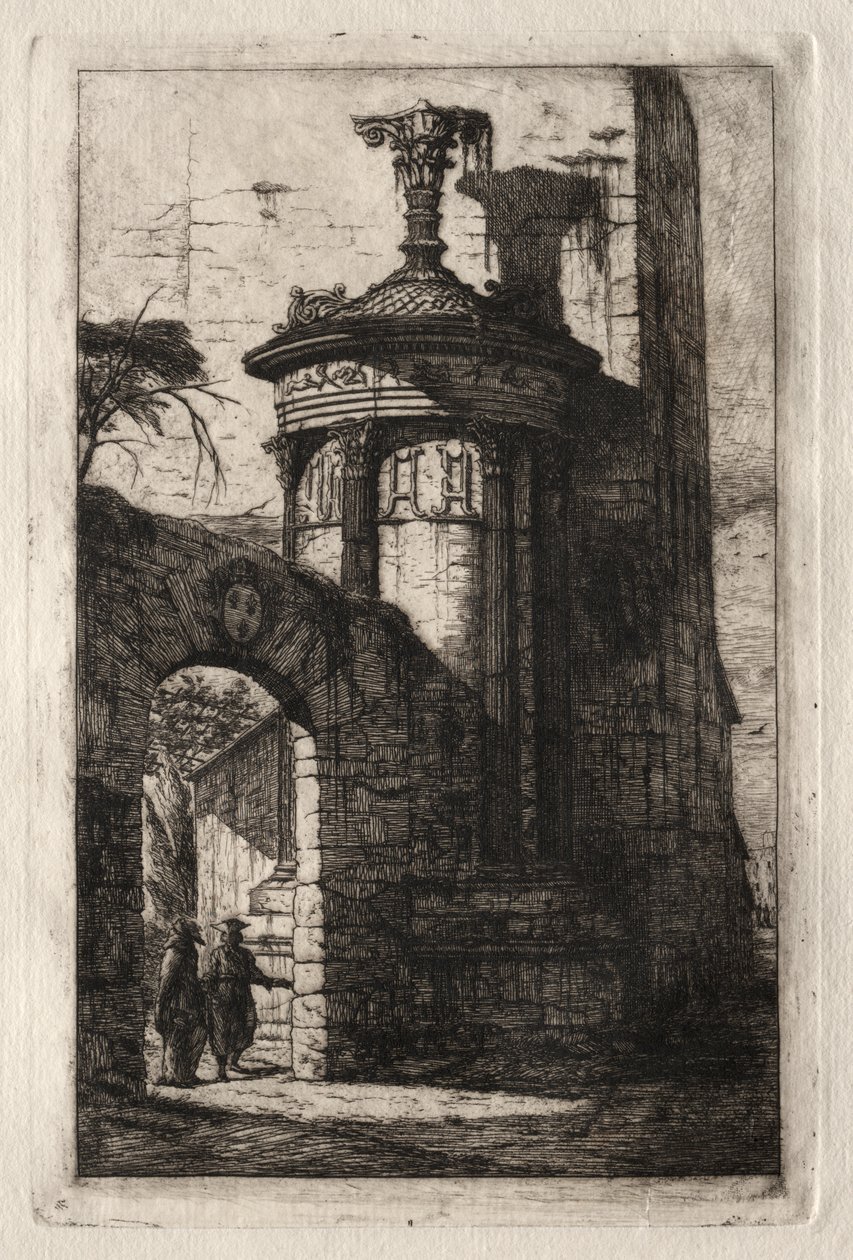 Atina'daki Fransız Capuchin Manastırı'na giriş by Charles Meryon