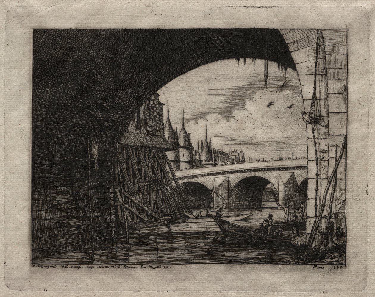 Paris Gravürleri: Notre Dame Köprüsü Kemeri by Charles Meryon