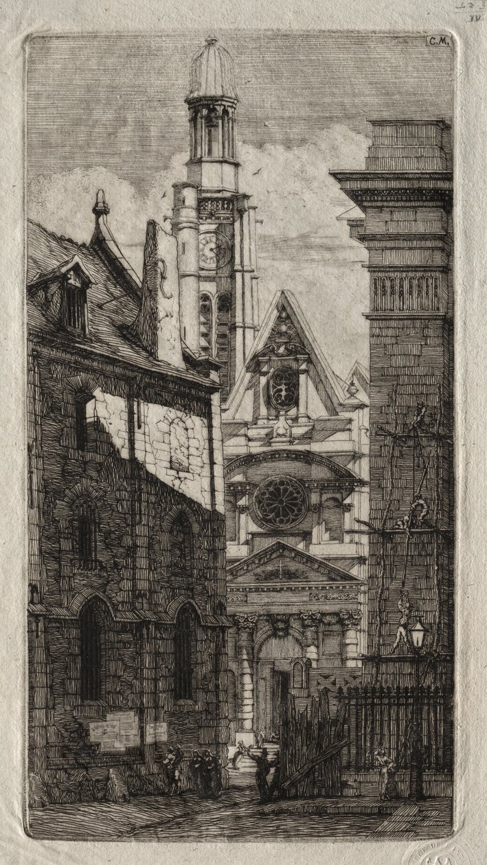 Paris Gravürleri: Dağı Aziz Stephen Kilisesi by Charles Meryon