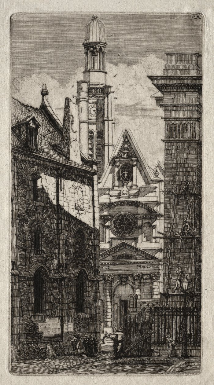 Paris Gravürleri: Dağı Aziz Stephen Kilisesi by Charles Meryon