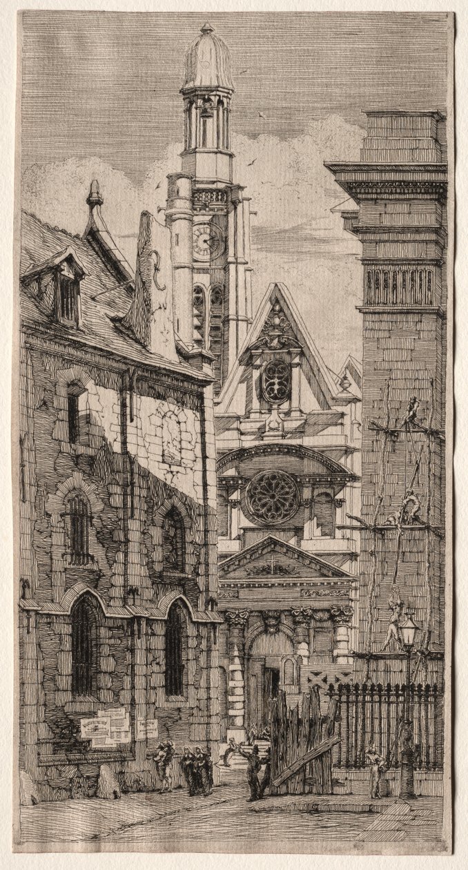 Paris Gravürleri: Dağı Aziz Stephen Kilisesi by Charles Meryon