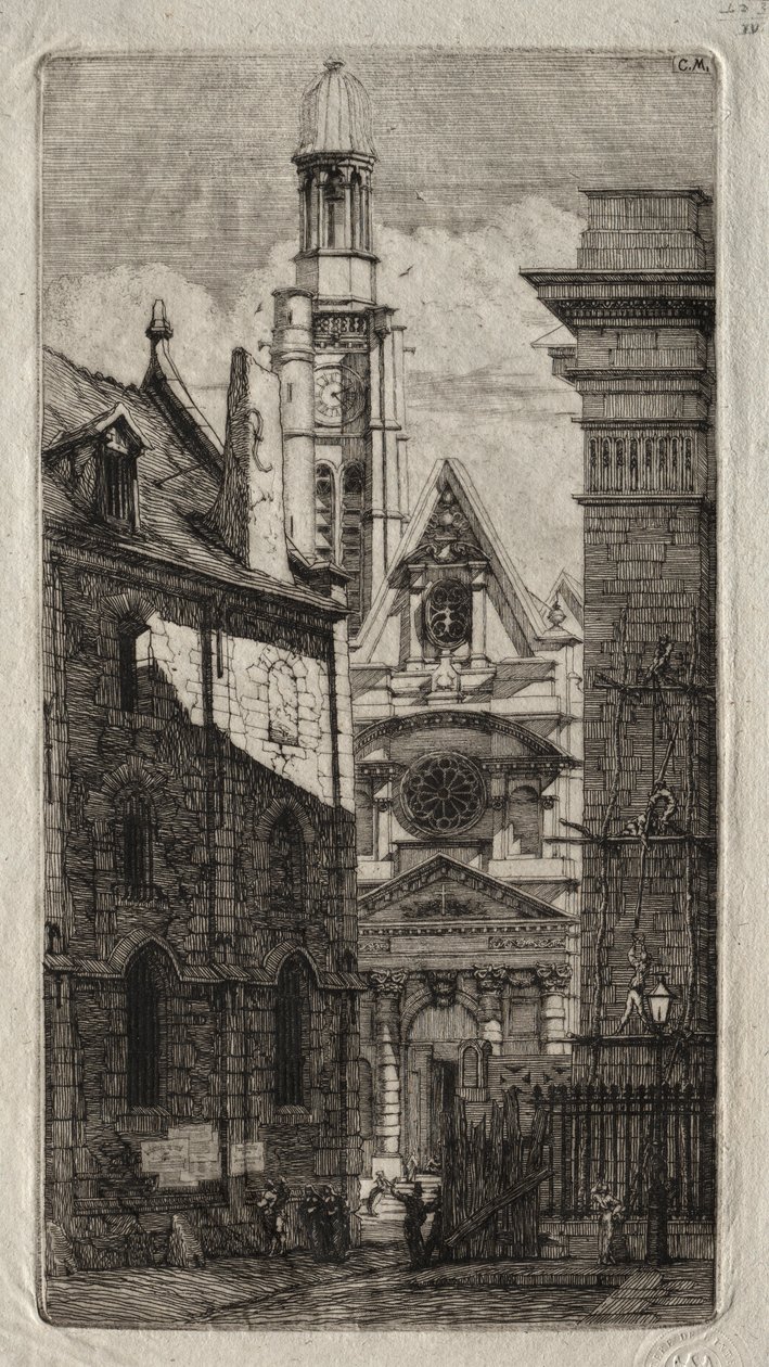 Paris Gravürleri: Dağı Aziz Stephen Kilisesi, 1852. by Charles Meryon