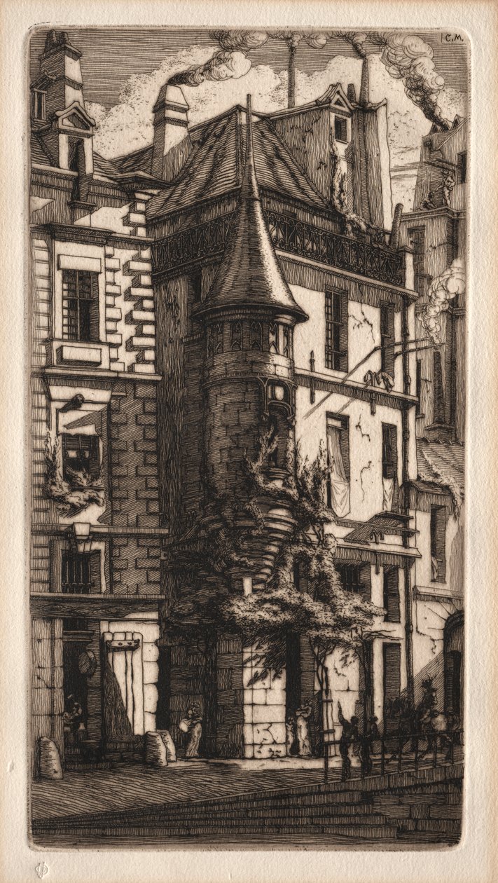 Paris Gravürleri: Taretli Ev, Dokumacılar Sokağı by Charles Meryon
