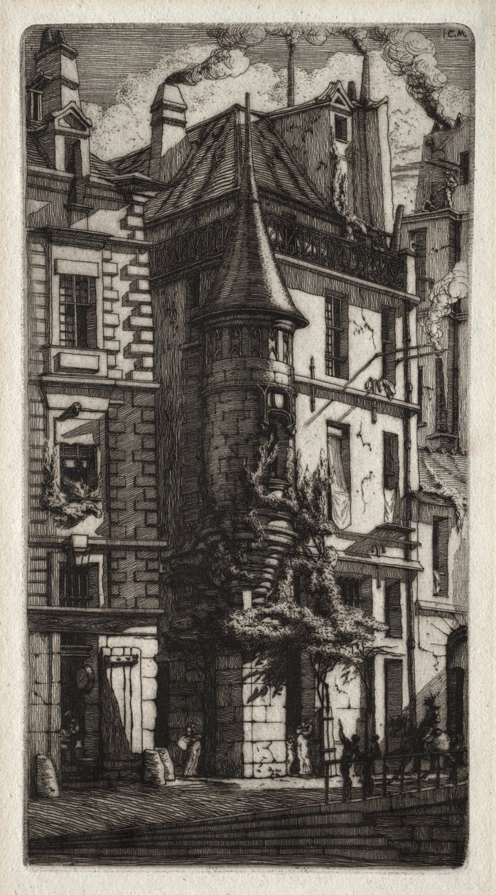 Paris Gravürleri: Taretli Ev, Dokumacılar Sokağı by Charles Meryon