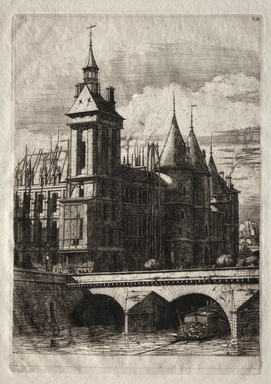 Paris Gravürleri: Saat Kulesi by Charles Meryon