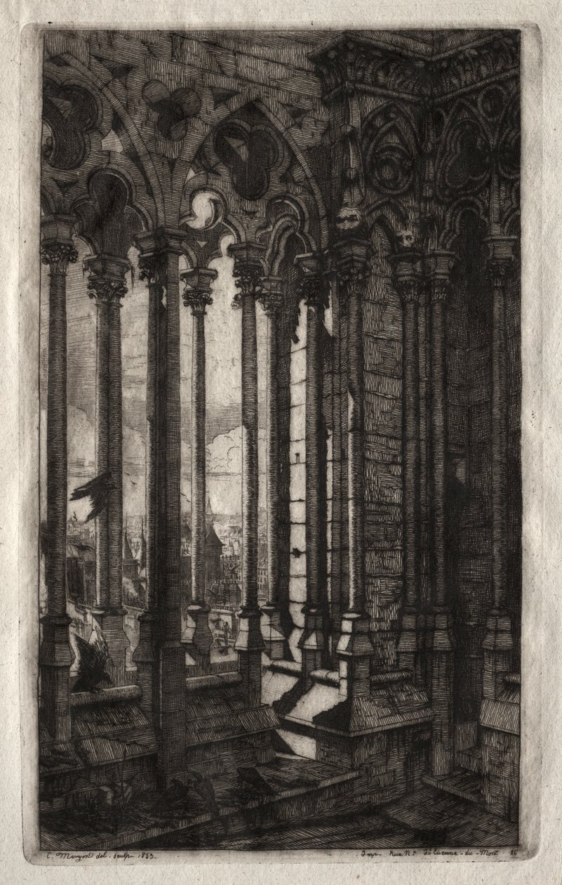 Paris Gravürleri: Notre Dame Galerisi, 1853. by Charles Meryon