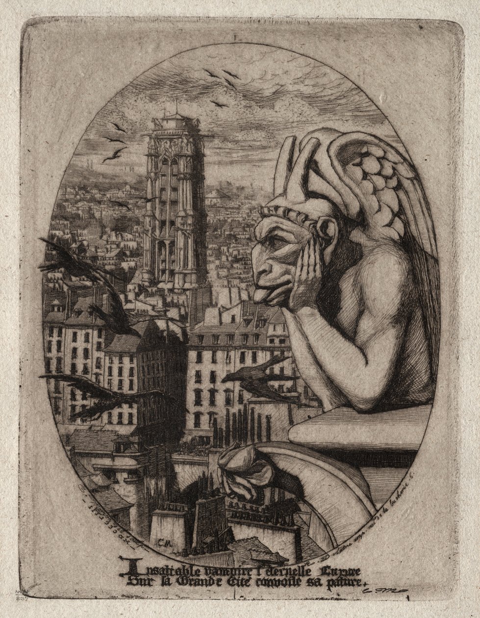Paris Gravürleri: Gargoyle by Charles Meryon
