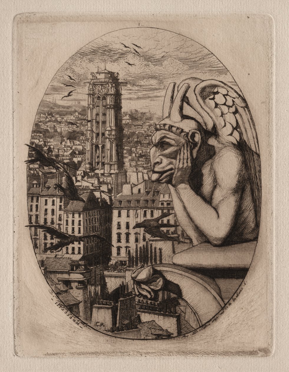Paris Gravürleri: Gargoyle by Charles Meryon