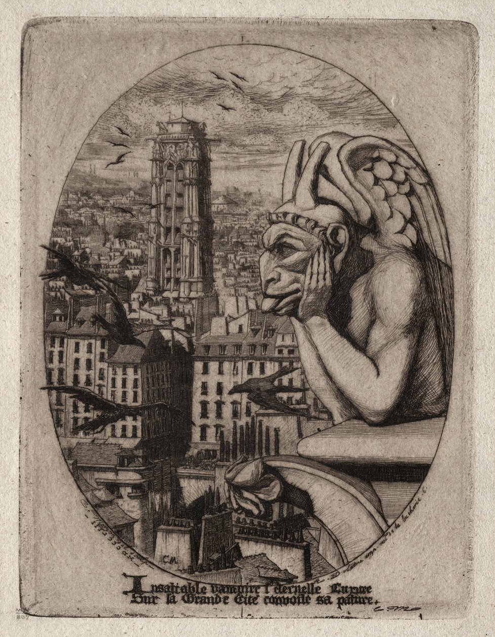 Paris Gravürleri: Gargoyle, 1853. by Charles Meryon