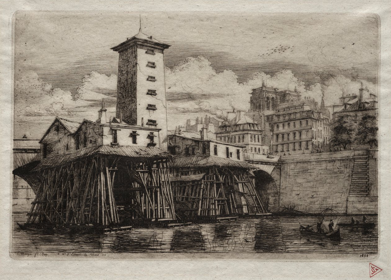 Paris Gravürleri: Notre Dame Pompası, 1852. by Charles Meryon