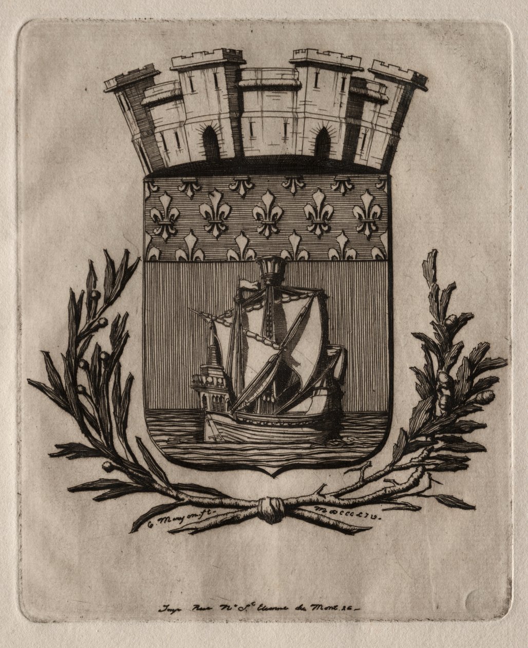 Paris Gravürleri: Paris Şehrinin Sembolik Kolları by Charles Meryon