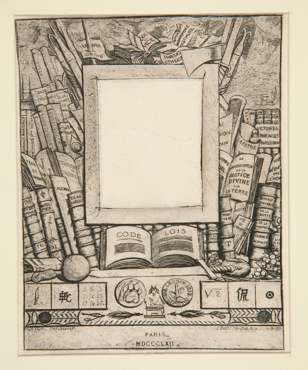 Armand Guerand'ın portresi için çerçeve projesi by Charles Meryon