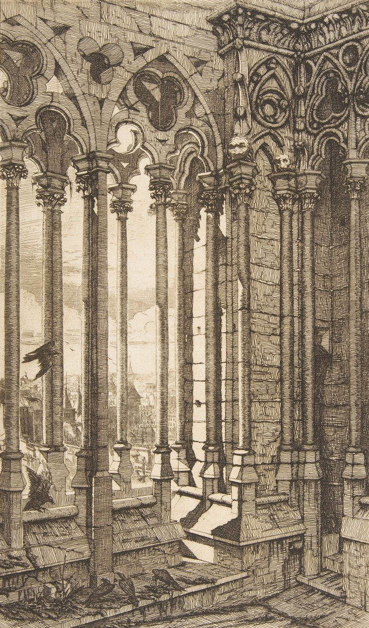 Galeri, Notre-Dame Katedrali, Paris, 1853. by Charles Meryon