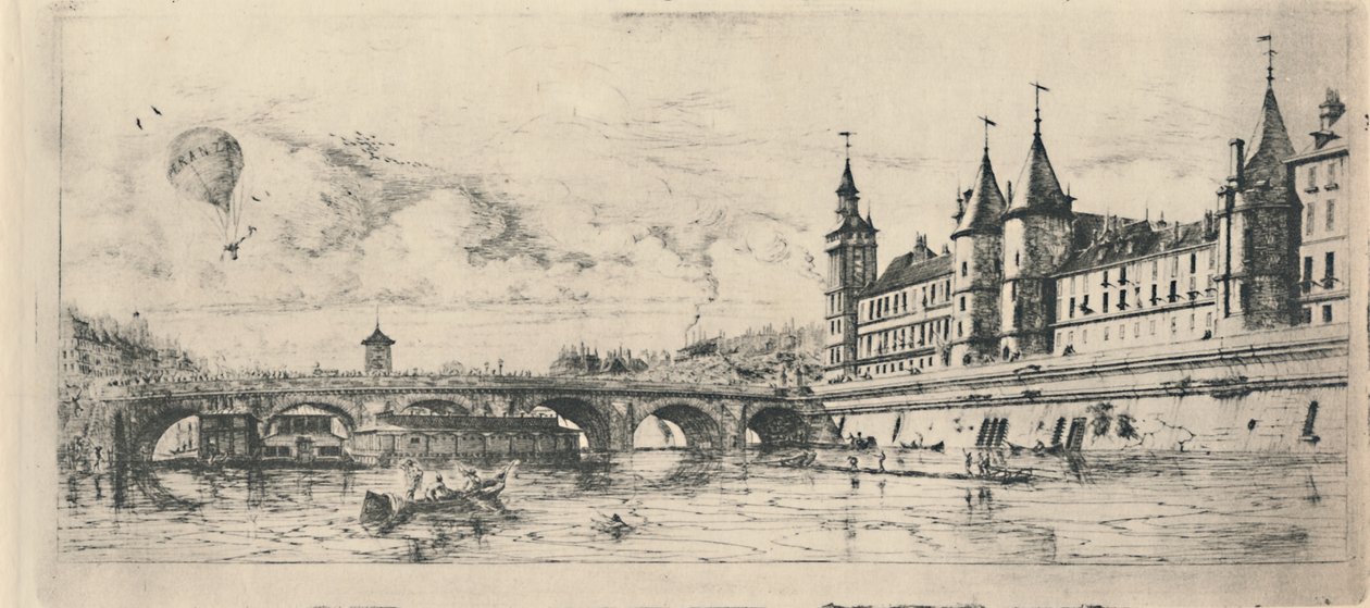 Le Pont-Au-Change 2. Durum, 6 18 x 13 116 İnç, 1854, 1927 by Charles Meryon