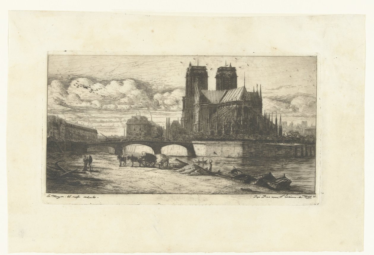 Notre-Dame in Parijs Notre-Dame Eaux-Fortes sur Paris Apsesi (dizi başlığı) by Charles Meryon