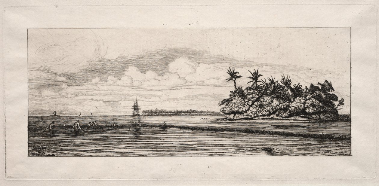 Okyanusya: Uea veya Wallis Grubunda Avuç İçi Olan Adaların Yakınında Balık Tutma, 1863. by Charles Meryon