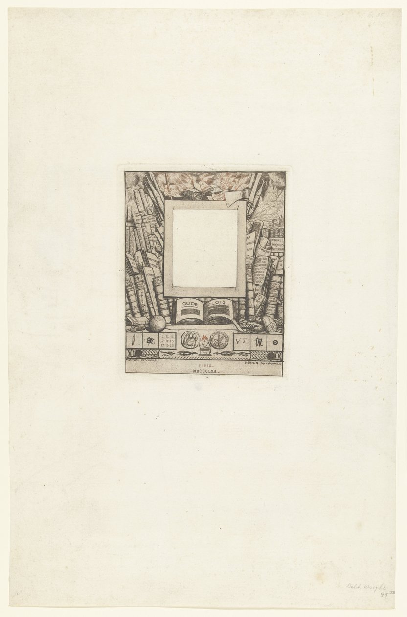 Armand Guérard portresi için Omlijsting voor portrait van Armand Guéraud Çerçeveleme projesi by Charles Meryon