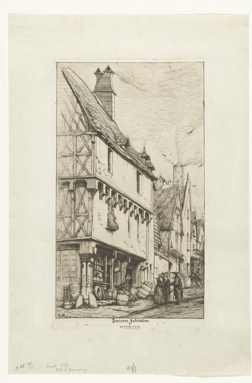 Bourges'daki Huis van de Muzikant'ın Oud huis'i Bourges'daki eski konut (nesne üzerindeki başlık) by Charles Meryon